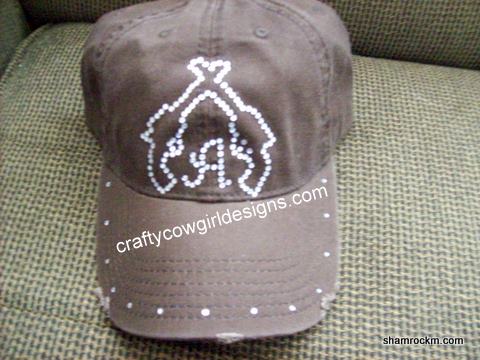 Distressed Bill Ball Cap-distressed bill ball cap, rhinestone cap