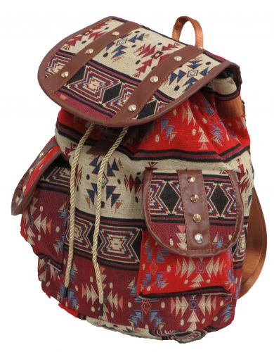 Red southwest embroidered backpack with double pockets-Red southwest embroidered backpack with double pockets