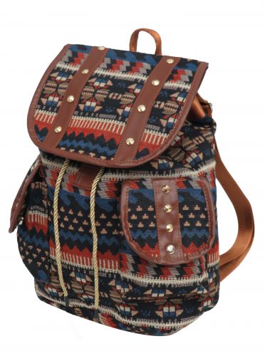 Blue southwest embroidered backpack with double pockets-Blue southwest embroidered backpack with double pockets
