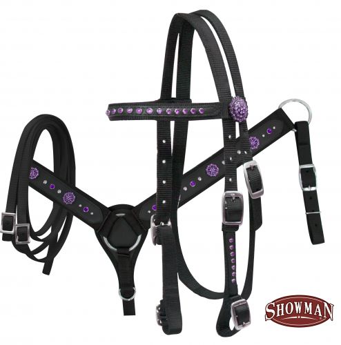 Pony size nylon bling headstall and breast collar set.-Pony size nylon bling headstall and breast collar set.