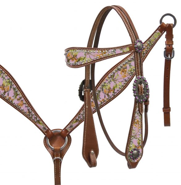 Camo overlay headstall and breast collar set.- Camo overlay headstall and breast collar set.