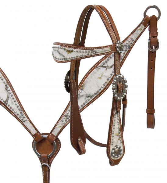 Winter camo overlay headstall and breast collar set.-Winter camo overlay headstall and breast collar set.