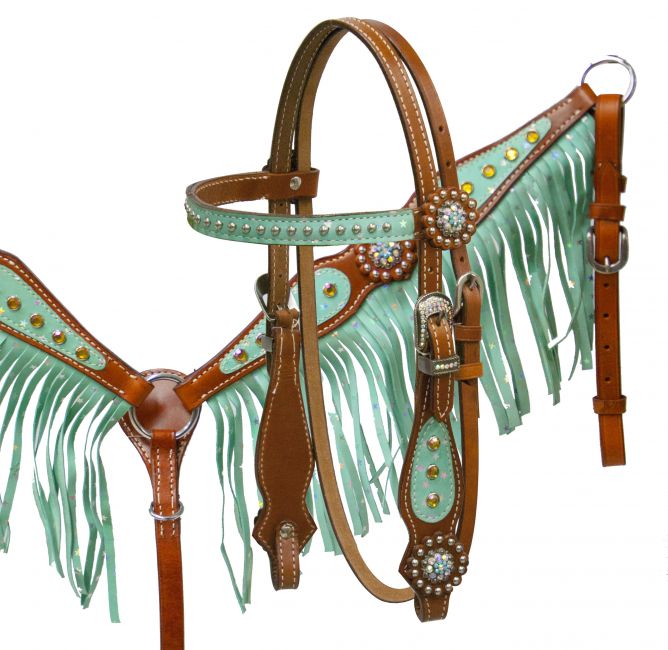 Pony size glitter star fringe headstall and breast collar set- Pony size glitter star fringe headstall and breast collar set