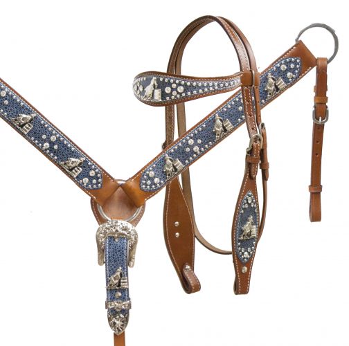 Barrel racer bling headstall and breast collar set.-Barrel racer bling headstall and breast collar set.