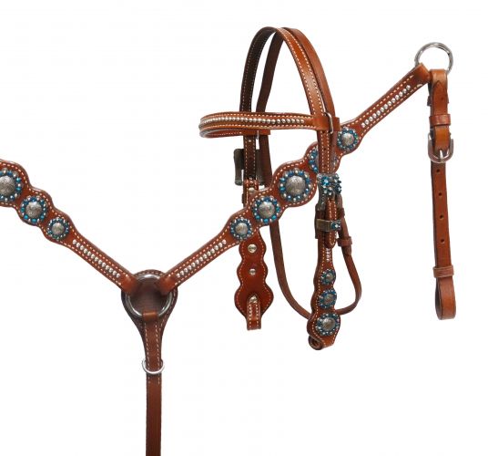 PONY Blue rhinestone headstall and breast collar set- PONY Blue rhinestone headstall and breast collar set