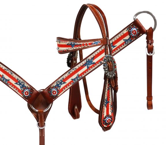 Stars & Stripes headstall and breast collar set- Stars & Stripes headstall and breast collar set