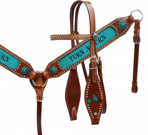 " Turn N Burn" headstall and breast collar set- Turn N Burn headstall and breast collar set