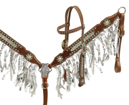 Crystal rhinestone fringe headstall and breast collar-Crystal rhinestone fringe headstall and breast collar