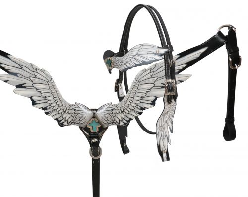 Angel wing headstall and breast collar set-Angel wing headstall and breast collar set