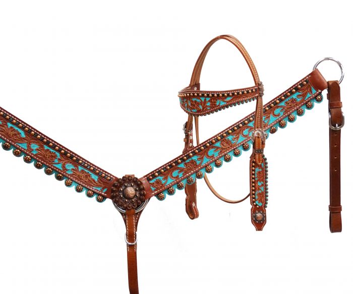 Hand painted headstall and breast collar set- Hand painted headstall and breast collar set