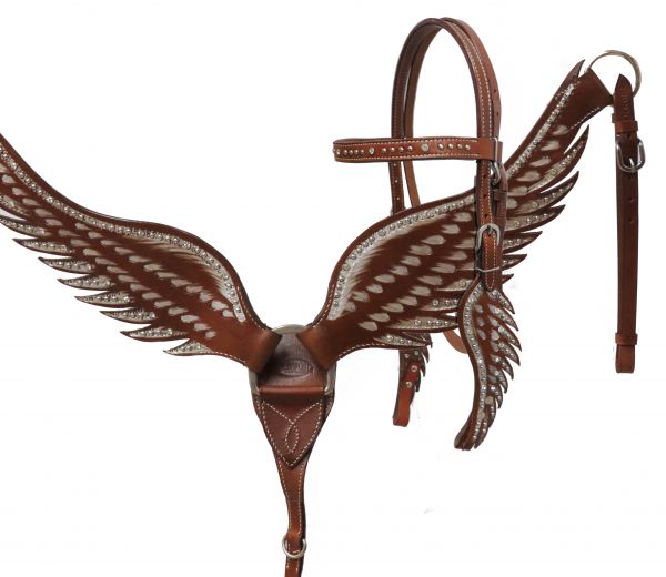 Angel wing headstall and breast collar set- Angel wing headstall and breast collar set