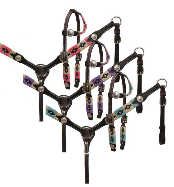 PONY wrap embroidered headstall and breast collar set-PONY wrap embroidered headstall and breast collar set
