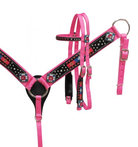 PONY Nylon headstall and breast collar set-PONY Nylon headstall and breast collar set