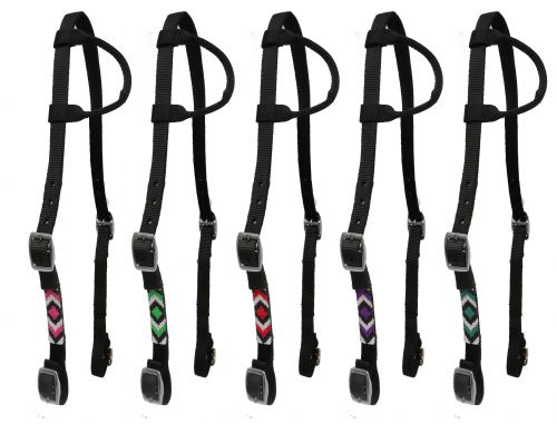 Nylon headstall with beaded cheek-Nylon headstall with beaded cheek