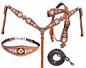 Multi Colored beaded browband headstall and breast collar 4 piece set