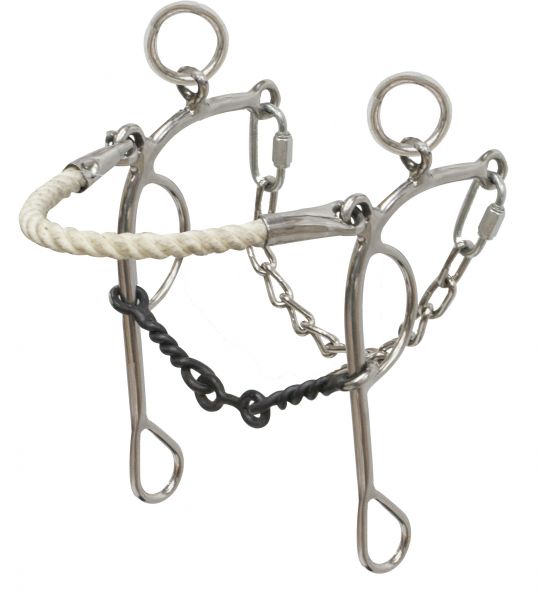 stainless steel dog bone rope nose combo hackamore/gag-stainless steel dog bone rope nose combo hackamore/gag