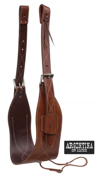 7" wide contoured Argentina Cow Leather back cinch with roller buckles-7 wide contoured Argentina Cow Leather back cinch with roller buckles
