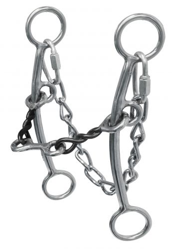 sweet iron, twisted mouth bit with dogbone and curb chain- sweet iron, twisted mouth bit with dogbone and curb chain
