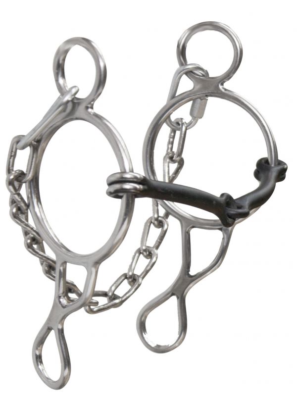 Stainless steel wonder bit with 5" sweet iron broken mouth and 7" cheeks with chain-Stainless steel wonder bit with 5 sweet iron broken mouth and 7 cheeks with chain