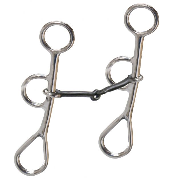 Stainless steel colt snaffle bit with 6.25" cheeks and a 5" sweet iron broken snaffle mouth.- Stainless steel colt snaffle bit with 6.25 cheeks and a 5 sweet iron broken snaffle mouth.