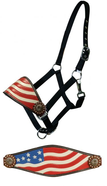 Hand painted American flag bronc halter- Hand painted American flag bronc halter