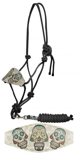 Sugar skull bronc nose knot halter-Sugar skull bronc nose knot halter
