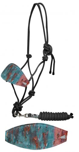 Copper patina print bronc nose rope halter- Copper patina print bronc nose rope halter
