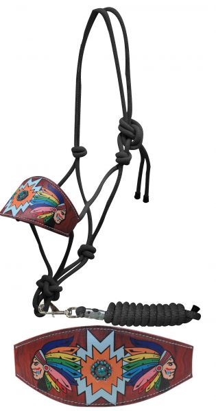 Native American Chief bronc nose rope halter- Native American Chief bronc nose rope halter