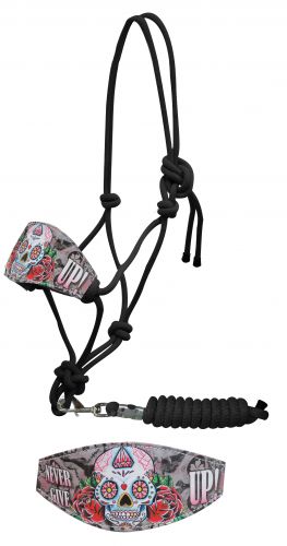 Sugar skull " Never give up!" bronc halter- Sugar skull Never give up! bronc halter