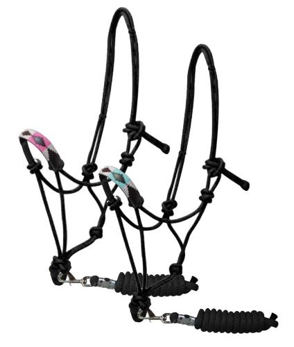 wrap embroidered rope halter with 7' lead-wrap embroidered rope halter with 7' lead