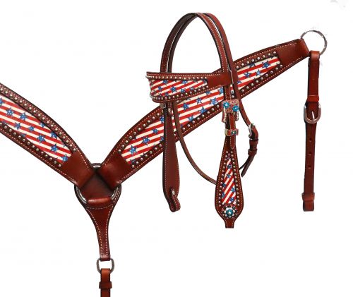Stars & Stripes headstall and breast collar set-Stars & Stripes headstall and breast collar set