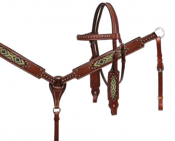 beaded headstall and breast collar set-beaded headstall and breast collar set