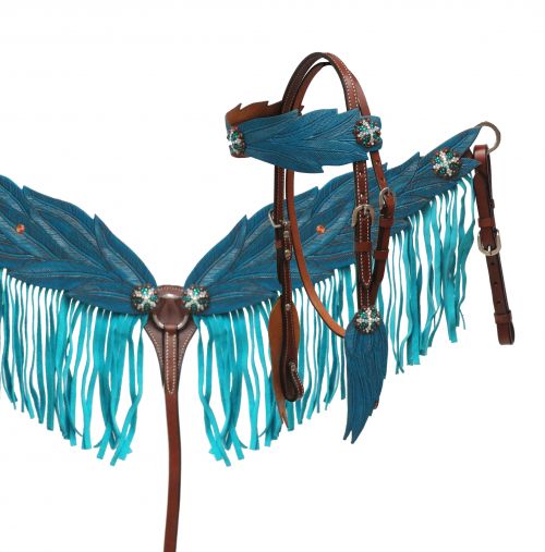 Blue angel wing headstall and breast collar set-Blue angel wing headstall and breast collar set