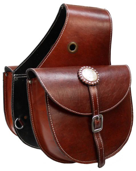 top grain leather saddle bag with single buckle closure.- top grain leather saddle bag with single buckle closure.