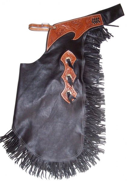 smooth leather chinks with acorn tooling-smooth leather chinks with acorn tooling