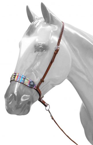 Adjustable Aztec print noseband with tie down strap- Adjustable Aztec print noseband with tie down strap
