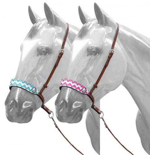 Adjustable Chevron print noseband with tie down strap- Adjustable Chevron print noseband with tie down strap