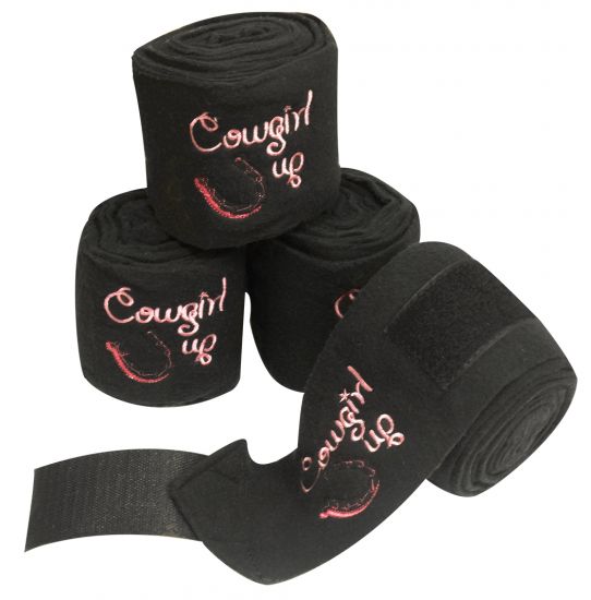 Black fleece polo wraps with embroidered " Cowgirl Up"-Black fleece polo wraps with embroidered Cowgirl Up