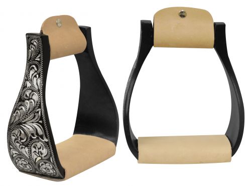 Black Alluminum Engraved Stirrups-Black Alluminum Engraved Stirrups