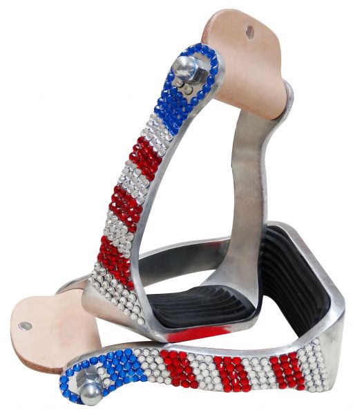 Red, White and Blue crystal rhinestone stirrups- Red, White and Blue crystal rhinestone stirrups