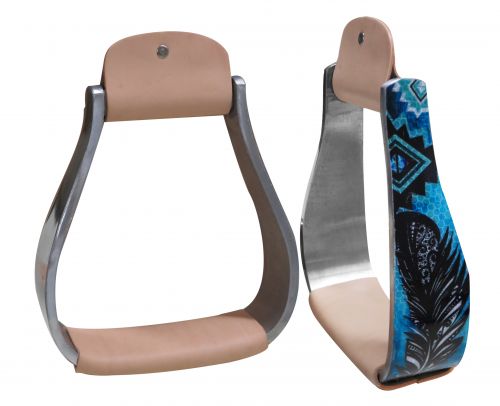 Holographic feather print stirrup- Holographic feather print stirrup