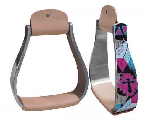 Holographic cross & feather print stirrup- Holographic cross & feather print stirrup