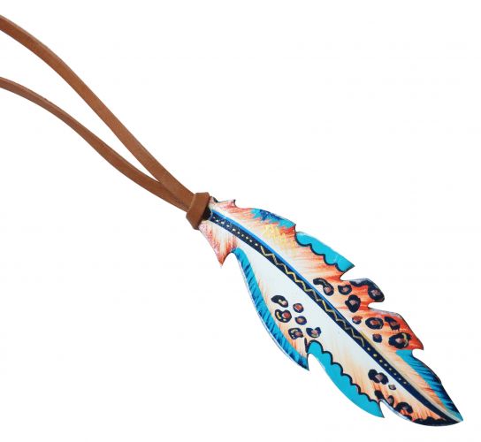6.5" hand painted tie on saddle feather-6.5 hand painted tie on saddle feather