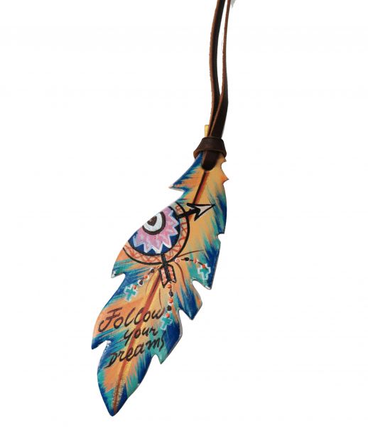 " Follow your Dreams" hand painted tie-on feather- Follow your Dreams hand painted tie-on feather