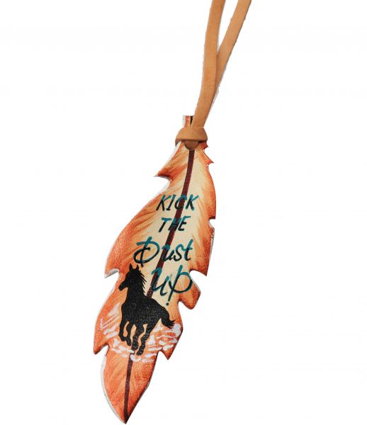 "Kick the Dust Up" hand painted tie-on feather-Kick the Dust Up hand painted tie-on feather