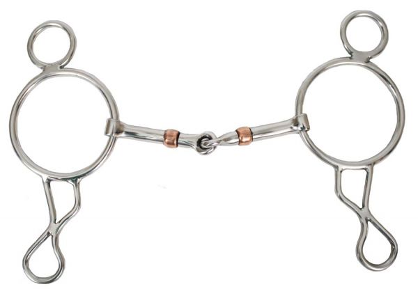 stainless steel wonder gag bit with 5" copper roller snaffle mouth-stainless steel wonder gag bit with 5 copper roller snaffle mouth