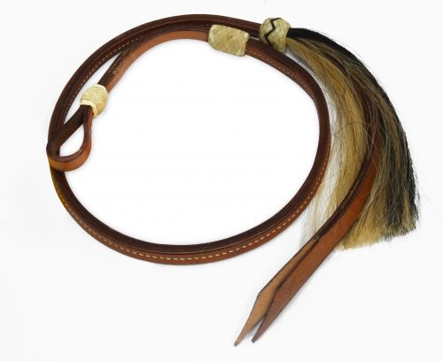 4 ft leather Over & Under whip with horse hair tassel- 4 ft leather Over & Under whip with horse hair tassel