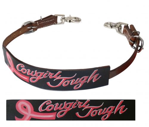 Cut-out, hand painted " Cowgirl Tough" wither strap-Cut-out, hand painted Cowgirl Tough wither strap