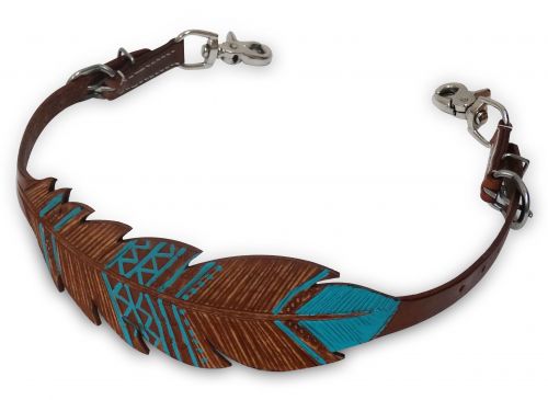 Cut-out, hand painted feather wither strap-Cut-out, hand painted feather wither strap