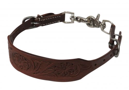 PONY Floral tooled wither strap with scissor snaps-PONY Floral tooled wither strap with scissor snaps